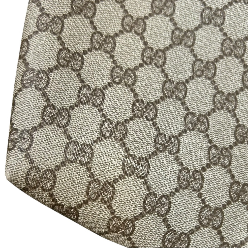 GUCCI Vintage GG Supreme Web Tote Bag Monogram Canvas Brown Leather Italy - Picture 12 of 16